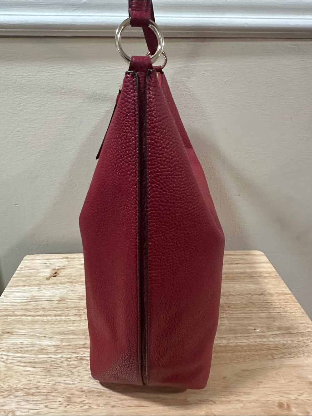 kate spade Red Pebbled Leather Shoulder Hobo Bag with Hold Hardware - Picture 7 of 16